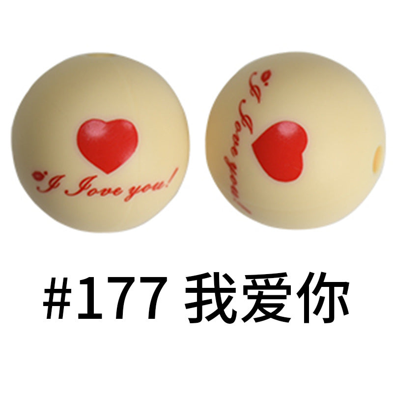 Wholesale 50pcs 16mm Print Silicone Beads Colorful Silicone Water Transfer Beads